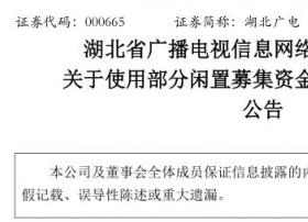 湖北广电关于使用部分闲置募集资金购买理财产品的公告