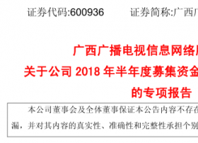 广西广电网络2018半年度募集资金报告