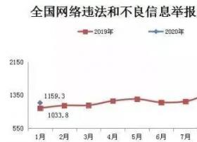 2020年1月，全国受理网络违法和不良信息举报1159.3万件