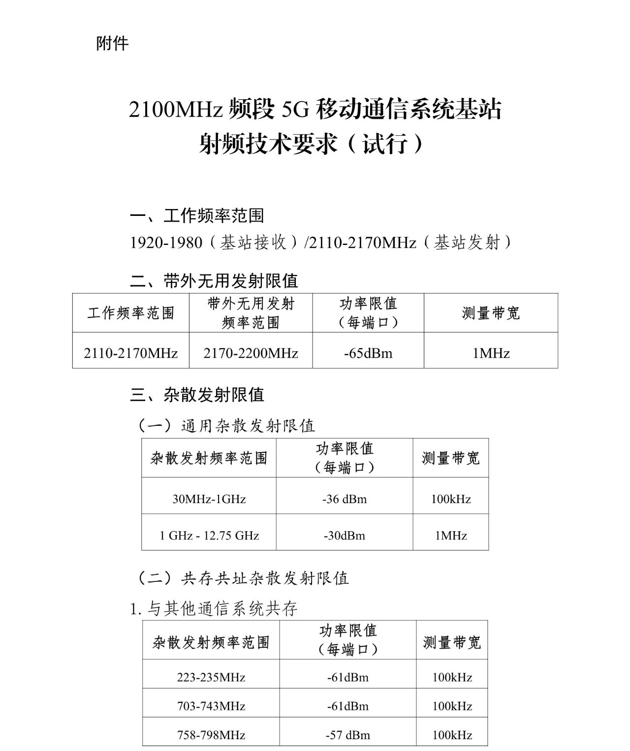 工信部发布 2100MHz 频段 5G 基站射频技术试行要求