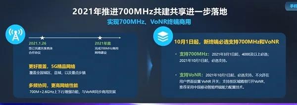 10月1日起所有新手机终端须支持700MHz；年内共建40万个5G 700MHz基站