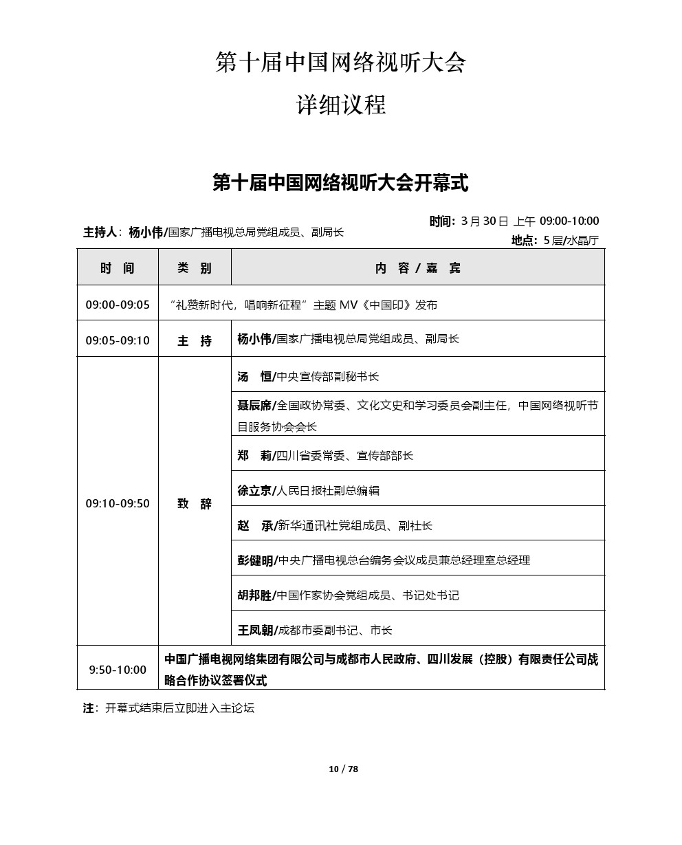 重磅！第十届中国网络视听大会详细议程发布