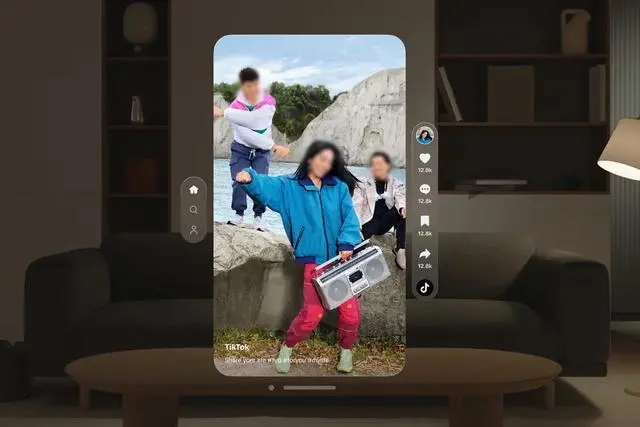 TikTok 原生应用登陆苹果 Vision Pro 头显：界面干净清爽、遵循 3D 纵深设计规范