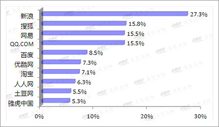 中国网民最经常访问的十大网站排名